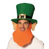 Leprechaun Hat Green with Orange Beard St. Patrick's Day Costume, Adult One Size, R1296-OS
