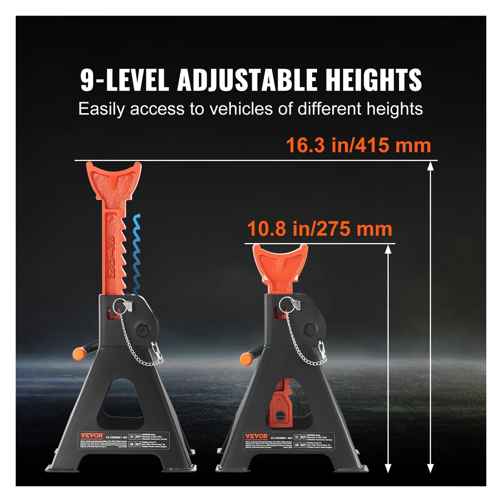Jack Stands 3/6 Ton (6000/12000 Lbs) Capacity Car Jack Stands Double Locking Adjustable Height For Lifting SU Pickup Truck ,Easy to Operate