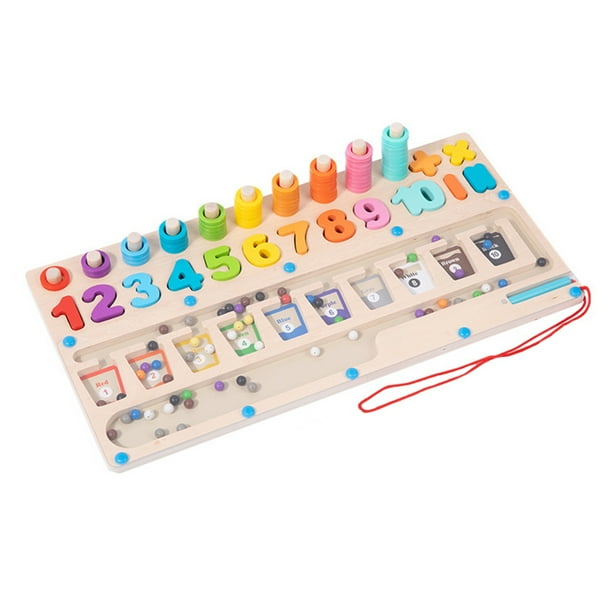 Tablero de bolas de acero magnético con diseño de dibujos animados, tablero móvil de madera para juguetes de niños