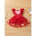 thumbnail image 2 of Bagilaanoe Newborn Baby Girl Valentine’s Day Rompers Dress Heart Print Fly Sleeve Bodysuit Tulle Skirt 3M 6M 12M 18M 24M Infant Patchwork One Piece Jumpsuit, 2 of 9