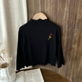 thumbnail image 4 of Fesfesfes Kids Solid Color Rose Embroidery Blouse Long Sleeve Round Neck Shirt Casual Lightweight Top for Girls Boys Elegant Everyday Wear Floral Design Comfortable Soft Fabric(Black#1,5-6 Years), 4 of 6
