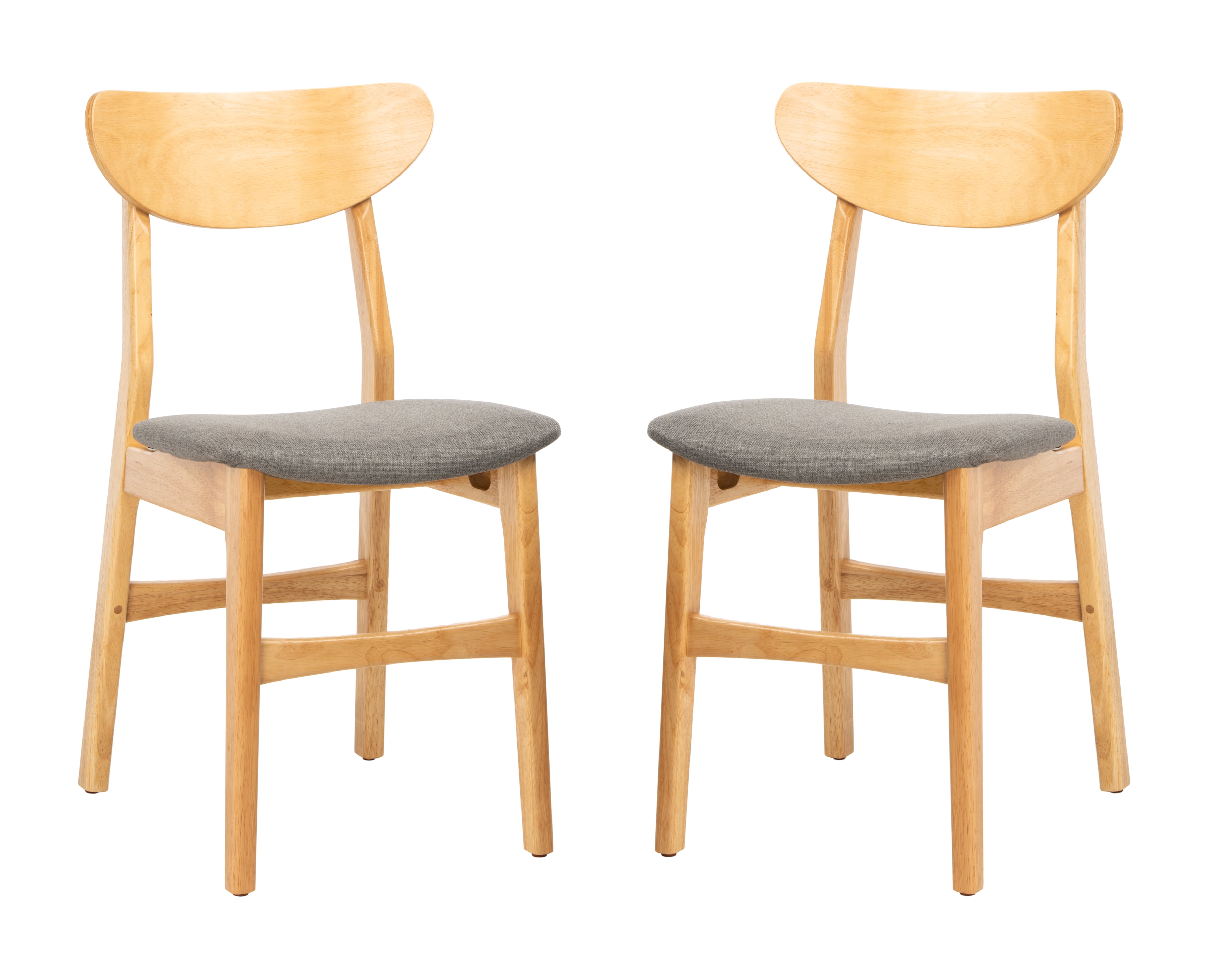 SAFAVIEH Lucca Retro Farmhouse Dining Chair, Natural/Grey, Set of 2