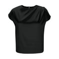 thumbnail image 5 of Womens Short Sleeve Shirts, Summer Tops for Women Casual Vintage Solid Color Loose Fit Crewneck Tees T-Shirts XS-L, 5 of 7