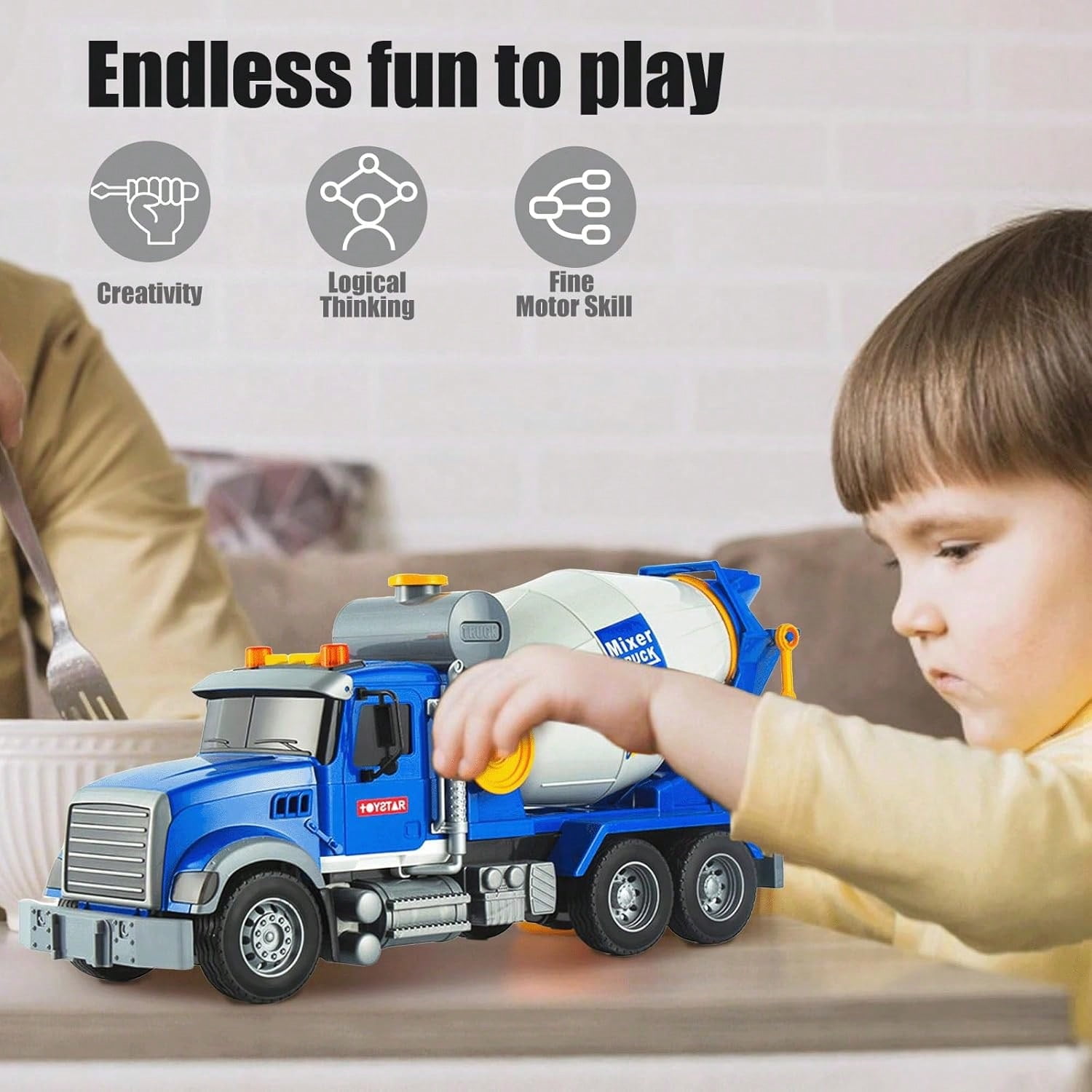 Large Crane Truck Toy for 3+ Years Old Boys Girls, Kids Construction Toys with Sound and Light Friction Powered Transport Truck Crane Vehicle Toy for Toddler Christmas Birthday Gifts