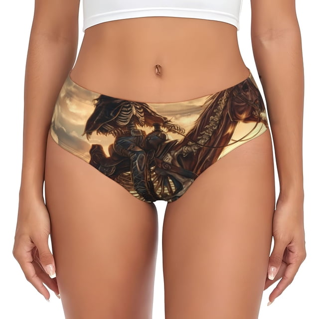 Fotbe Western Skeleton Cowboy Horse Calzones Estampados para Mujer – Ropa Interior de Algodón, Cómoda, Suave y Elástica-Large