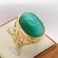 thumbnail image 3 of PAMTIER Men's Stainless Steel Vintage Punk Classic Oval Green Gemstone Signet Ring Cut Out Beast Dragon Pattern Carved Statement Gold Size 7, 3 of 4
