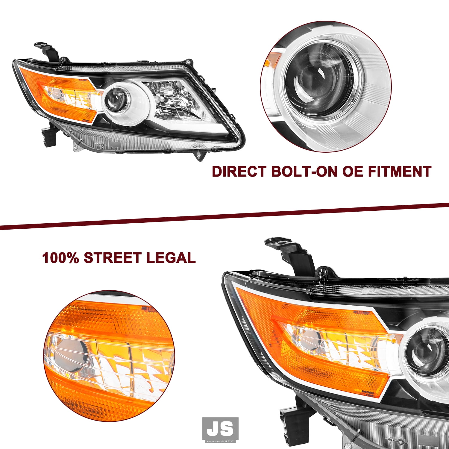 BRYGHT-For 2014-2017 Honda Odyssey Halogen Projector Right Passenger Side Headligh