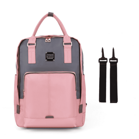Baby Diaper Bag Backpack Tote Backpack Stroller Hanging Bag Travel Nappy Bag Multi-Function for Outdoor Working Mommy Bag Easy(Pink Gray)