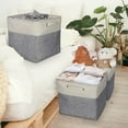 thumbnail image 4 of Foldable Cube Storage Bins Set 13 x 13 x 13 Large Collapsible Storage Cube Organizer and Fabric Storage Basket for Shelf Nursery Home Closet & Office-Set of 3, 4 of 7