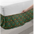 thumbnail image 2 of Ethnic Bed Skirt, Image with Swirls Floral Details Paisley Design Fern Green Backdrop, Elastic Bedskirt Dust Ruffle Wrap Around for Bedding Decor, 4 Sizes, Orange Blue and Red, by Ambesonne, 2 of 2