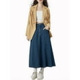 thumbnail image 2 of Lovito Casual Plain Pocket Basic Women Denim Skirt, 2 of 5