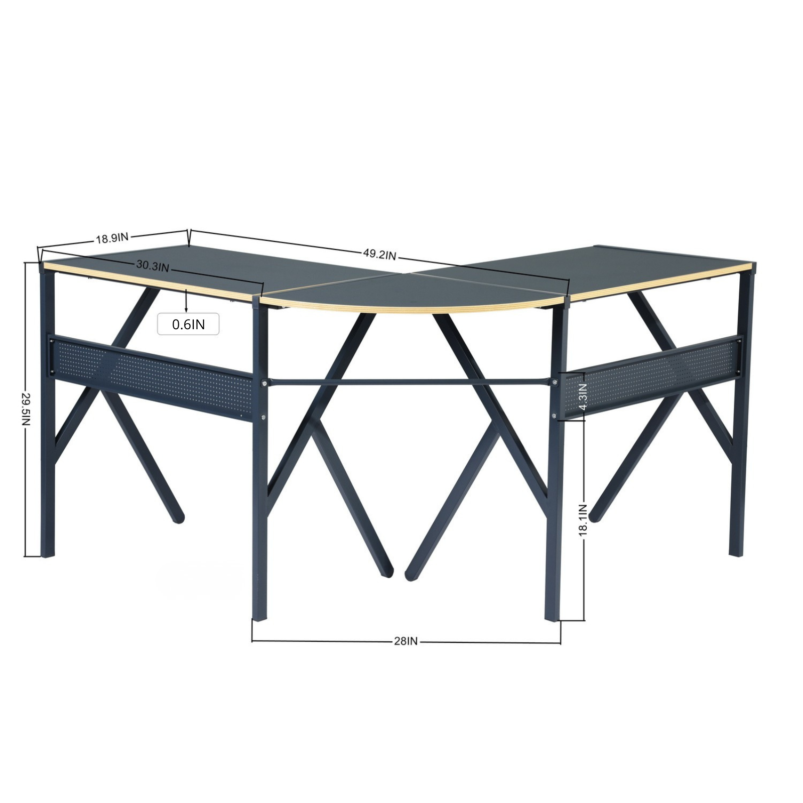 Homy Casa L Shaped Computer Desk, Convertible Corner Desk, Home Office Gaming Writing Table, Black