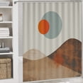 thumbnail image 5 of Boho Mountains Landscape 4 Pcs Shower Curtain Sets Bathroom Sets with Curtain Rug Toilet Cover And U Shaped Mat Mountain Sun Forest Waterproof Shower Curtain for Bathtub Decor, 5 of 8