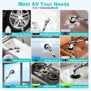Electric Spin Scrubber for Cleaning Bathroom,Cordless Electric Shower Scrubber with Power LCD Display Voice Broadcast,9 Replaceable Heads Shower Cleaning Brush for Bathroom Bathtub Grout Kitchen