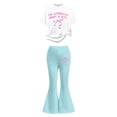 thumbnail image 4 of XIYON Cute Clothes For Girls Stylish Girls Casual Outfit Flared Pants With Short Sleeve Top Comfortable Playwear 2 Piece Summer 10-11 Years, 4 of 4