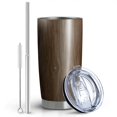 thumbnail image 2 of 20oz Insulated Car Cup with Silver Base, Stainless Steel Travel Tumbler with Telescopic Straw and Lid, 360° Full Wrap Printed, Wood Print, 2 of 6