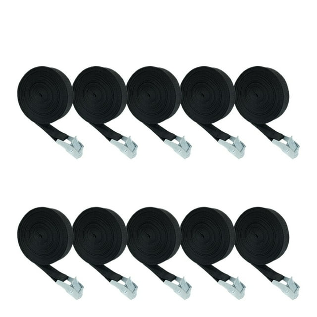 10 Pcs Heavy Duty Lashing Straps with Clamping Lock - Black/Red/Blue Motorcycle & Luggage Fastening Tool