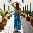 thumbnail image 3 of Women Dress Oversize Style Open-Back Design-Blue Python Pattern Patterng, 3 of 6