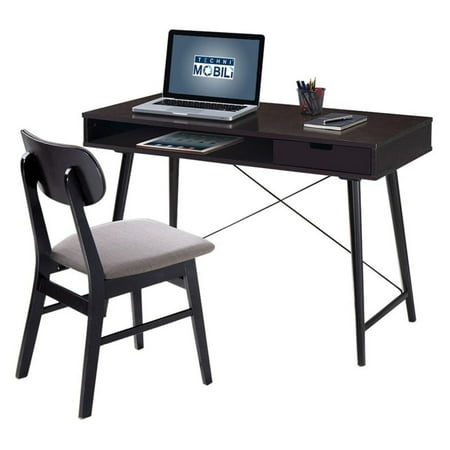 Techni Mobili Wenge Desk With Storage And Chair Set Walmart Com