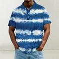 thumbnail image 2 of ZCFZJW Men's Golf Shirt Short Sleeve Tie Dye Gradient Color Printed Lightweight Quick Dry Summer Moisture Wicking Athletic Tees Shirt Blue#03 XXXL, 2 of 5