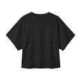 thumbnail image 4 of Shirts for Womens Crewneck Cinched Waist Batwing Wide Short Sleeve Workout Tops Solid Color Slim Fitted Basic Tees Y2K Summer Clothes by Yigetop Black L, 4 of 5