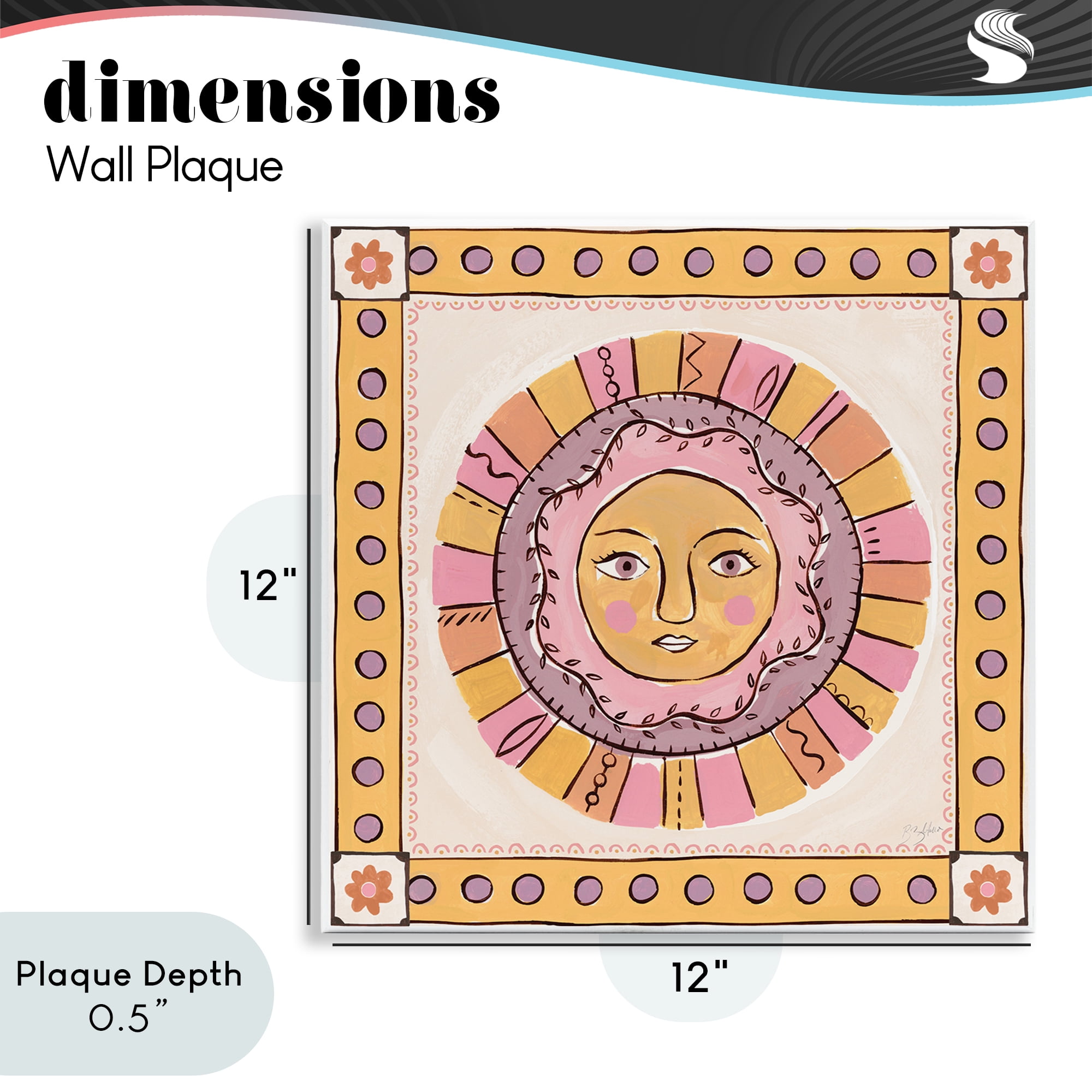 Stupell Industries Pastel Sun Face with Border Wall Plaque Art, design by Two If By Sea Studios