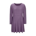thumbnail image 6 of VEKDONE Ribbed Knit Sweater Dress for Women Fashion Long Sleeve Scoop Neck A-Line Dress Casual Flowing Pleated Dresses Summer Vacation Housewear Dress Purple S, 6 of 7