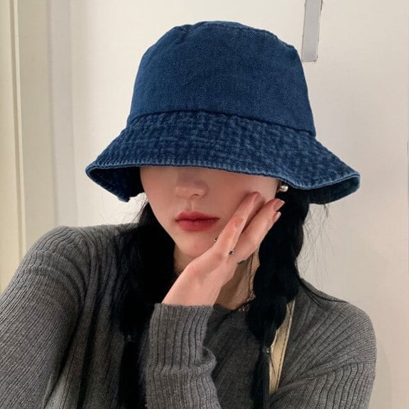 CoCopeaunts New Bucket Hat Casual Foldable Fisherman Hat Women Cotton Bucket Hat Washed Denim Bucket Hats Men Caps Hip Hop Hats Men Women