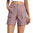 thumbnail image 3 of Cargo Shorts Women 2026 Summer Elastic High Waist Wide Straight Leg Casual Office Work Shorts with Pockets, 3 of 8