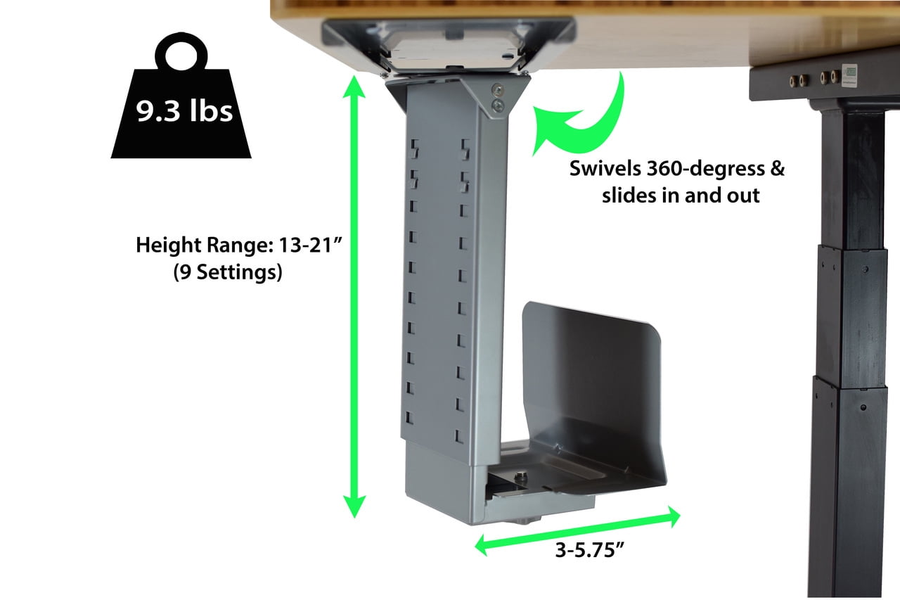 Swiveling Sliding Under Desk Computer Cpu Holder Adjustable Height