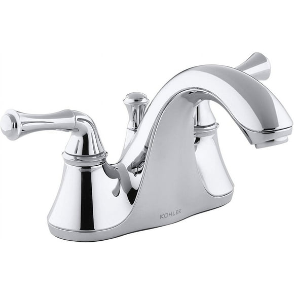 KOHLER K-10270-4A-CP Forte Centerset Lavatory Faucet with Traditional Lever Handles, Polished Chrome