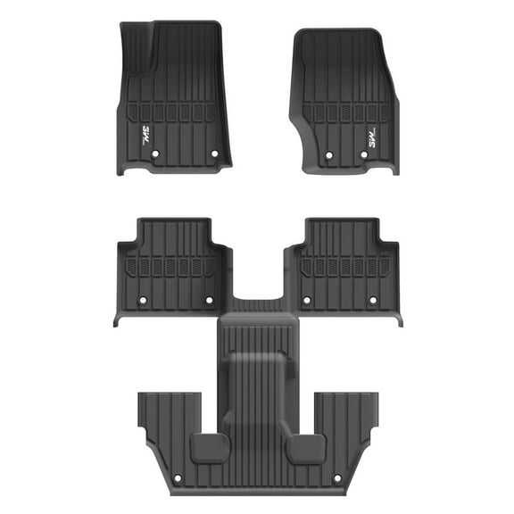 3W Floor Mats Fit for 2021-2024 Jeep Grand Cherokee L 6 Seat Car Floor Liner for 1-3 Rows Full Set Car Mats Black (Without Center Console)