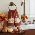 thumbnail image 2 of Serafina Home Autumn Fall Rust Bath Ornate Pumpkin Fingertip Towels Bathroom Decor Farmhouse Harvest: 100% Cotton Towels with Embroidered Floral Pumpkin Design, 2 Piece Set, 2 of 9
