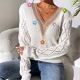 thumbnail image 4 of Sevevn Sweaters for Women Women's Winter Loose Solid Sweater Long Sleeve Round Neck Sweater Top Gift for Girls, 4 of 9