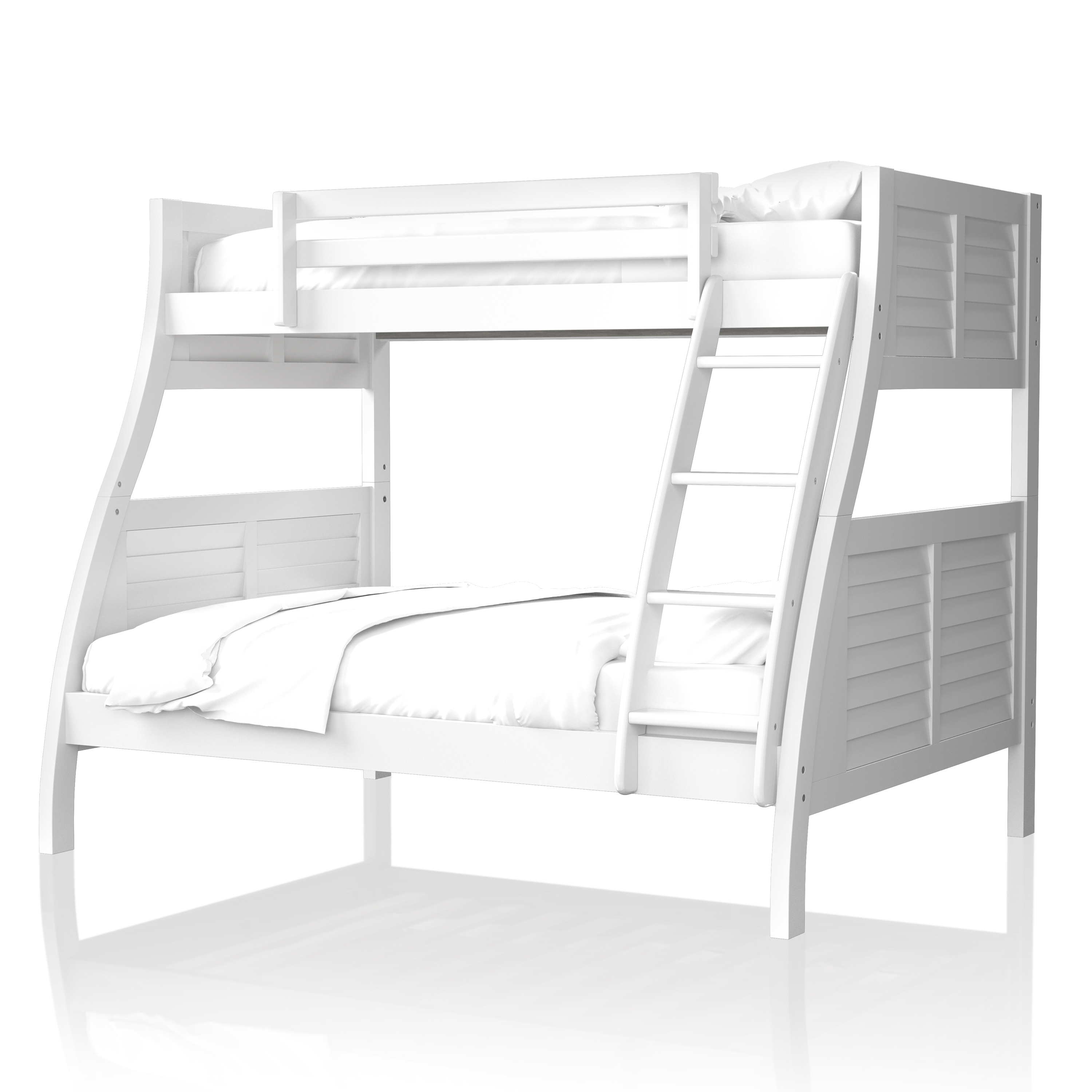 Furniture of America Sabir Kids Solid Wood Twin-over-Full Bunk Bed, Antique White