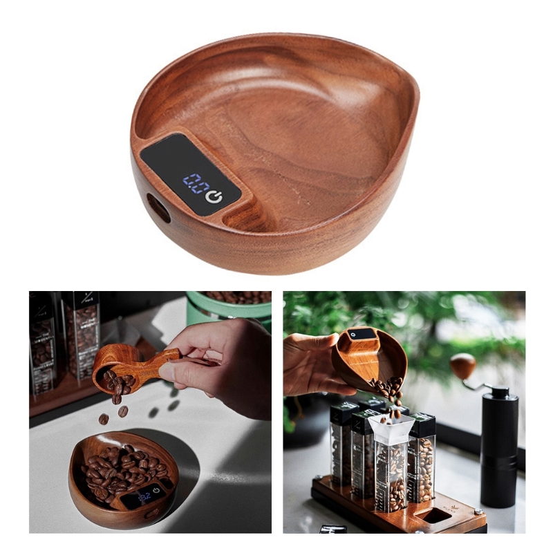 Coffee Scale Wood Acrylic Texture Coffee Weighing Tray for Coffee Enthusiasts