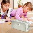 thumbnail image 5 of Canvas Pencil Bag Large Capacity Multi-Functional Organizer | Standing Pen Case | Durable Canvas | Portable Travel & Office Cosmetic Storage | 60 Pen Capacity | 220x80x90mm | Beige Coffee Gray Green, 5 of 5