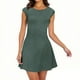 thumbnail image 2 of mfyjkho Vestidos para mujer, Vestido de mujer de encaje de color liso, manga corta, cuello redondo y largo medio Vestidos maxi para mujer m, 2 of 6
