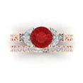 thumbnail image 2 of 3.06 ct Brilliant Round Cut Ruby 14k Rose/White Gold Solitaire with Accents Engagement Bridal Wedding Ring Band Set size 9.25, 2 of 7