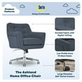 thumbnail image 2 of Serta Ashland Office Desk Chair, Button Tufted Mid-Back, Memory Foam Cushion, Chrome Swivel Base, Blue, 2 of 10