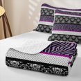 thumbnail image 4 of Erosebridal Baroque Damask Twin Quilt Set, Victorian Zebra Print Twin Coverlet Set, Black White Purple 2-Piece, 1 Bedspread and 1 Pillowcase, 4 of 7