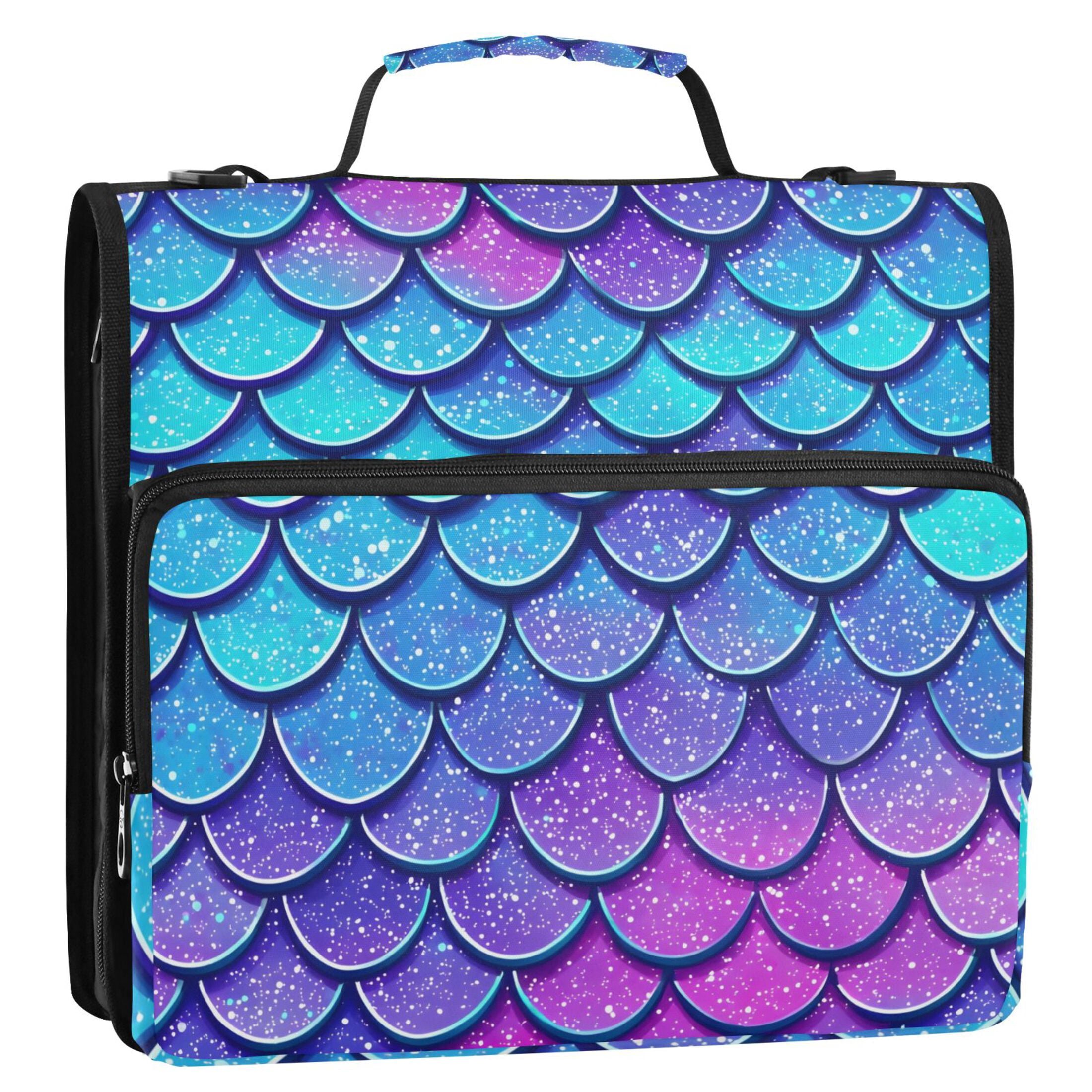 ALAZA Zipper Binder Blue Dragon Scales 3 Ring Trapper Keeper File Folder Organizer Bag
