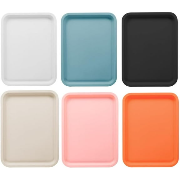 Rectangular Plastic Serving Trays, Bulk Colorful Fast Food Trays,14x10 inch Stackable Serving Platter Lunch Trays for Café Kitchen Restaurant, DIY Bead Art Crafts Projects Organizer Tray (6 Pack)