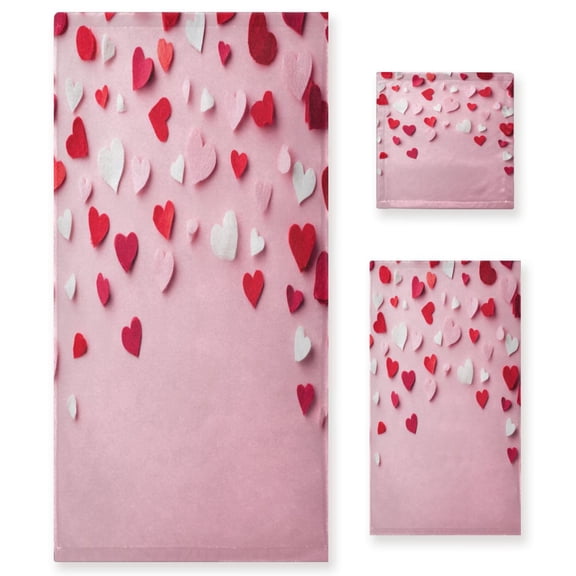 Three-Piece Towel Set Face Towel Towel Set Hand Towel Bath Towel Cotton Bath Towels Bath Towel Sets Hand Bath Towels Love Pattern