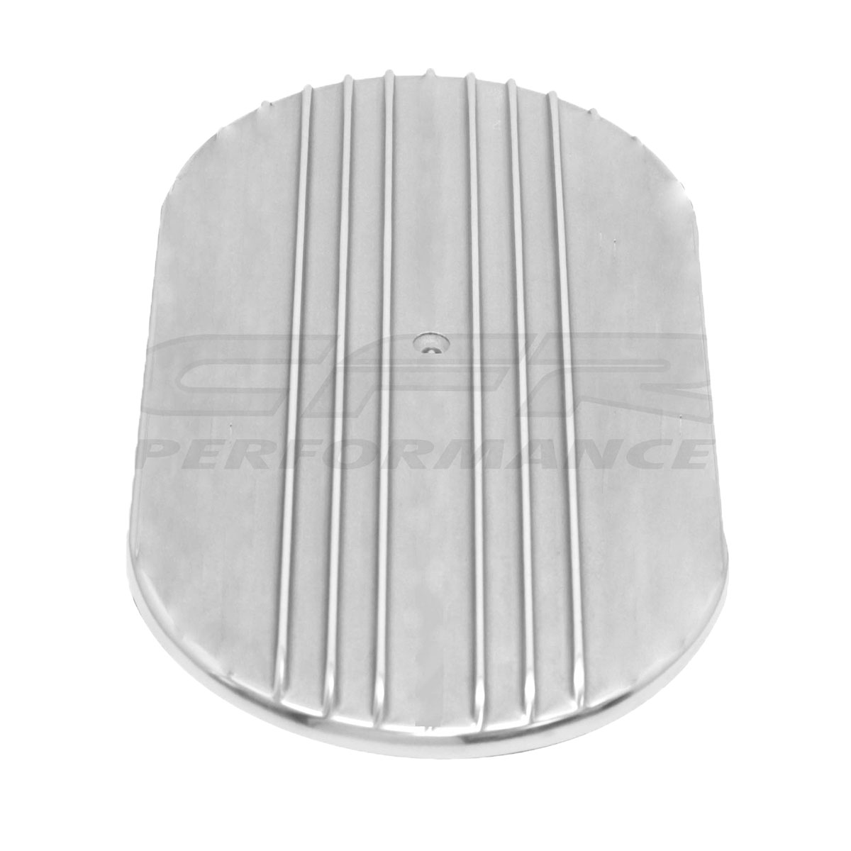 Aluminum 15" Oval Air Cleaner Top Partial Finned Polished Fits 5 1/8