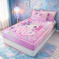 thumbnail image 2 of meiyoeat Kawaii Axolotl Letter M Zipper Comforter Set with Fitted Sheet and 2 Pillowcases for Boys Girls, Galaxy Animal Zipper Bedding Set, Pink Purple, Pink Reversible, 3-Piece, 2 of 6