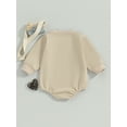 thumbnail image 5 of Bslissey 3M 6M 12M 18M Baby Girls Casual Sweatshirt Romper Beige Long Sleeve Letter Embroidery Jumpsuit Newborn Infant Loose Crew Neck Bodysuit for Spring Autumn, 5 of 9