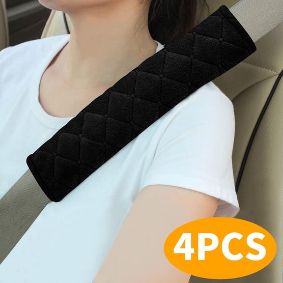 ZHUYING Soft Auto Seat Belt Cover Seatbelt Shoulder Pad 4 PCS for a More Comfortable Driving Compatible with All Cars and Backpack Black