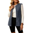 thumbnail image 4 of Klisyaur Womens Fleece Vest Sleeveless Crew Neck Open Front Casual Jackets Loose Outerwear Work Comfy Soft Warm Jacket, 4 of 8
