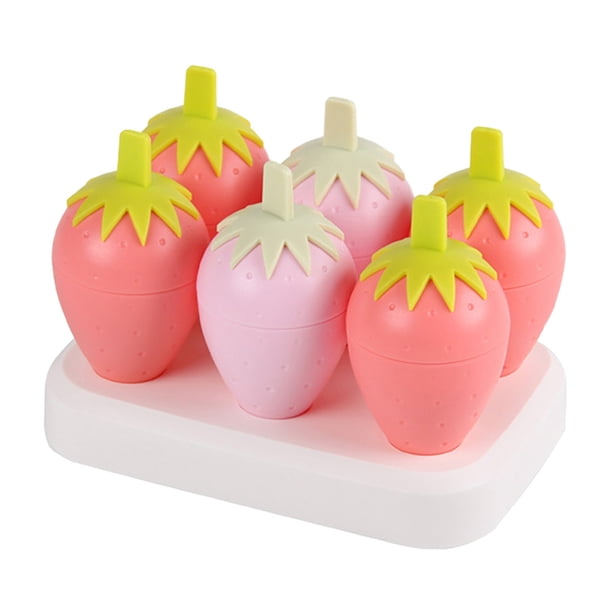 Moldes para paletas de 6 rejillas, ideales para hacer helados, con dibujos animados, para niños, en casa, en verano (fresa).